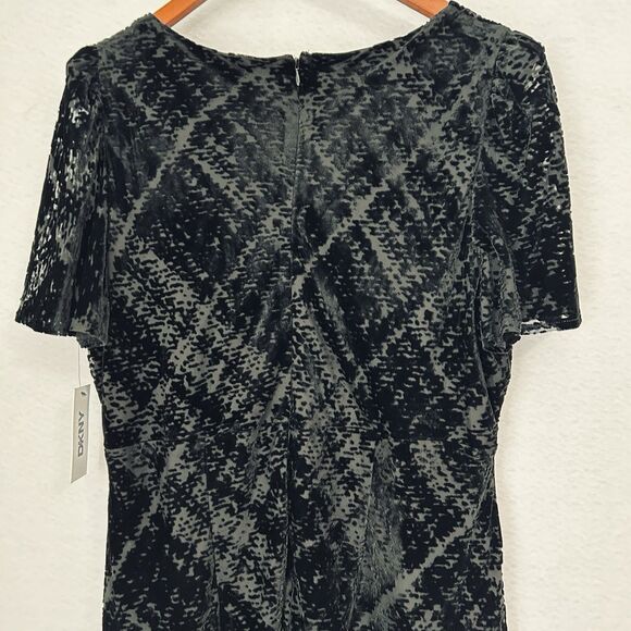 DKNY Dress Women 18W Black Burnout Velvet Slit Sweetheart Sheer Classy Glam NWT - Picture 11 of 16